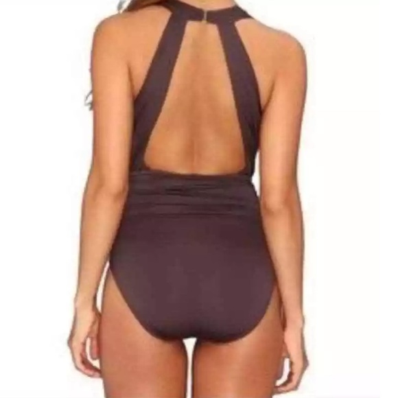 BADGLEY MISCHKA MAILLOT SLIMMING ONE PIECE DEEP PLUNGE SWIMSUIT SIZE 4 - Picture 3 of 13